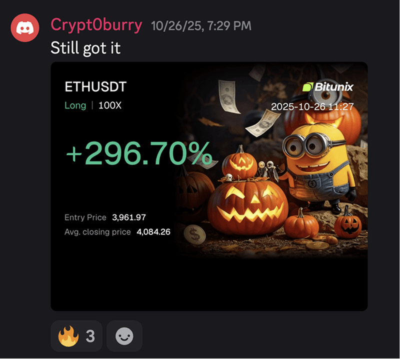 +296.70% ETHUSDT Long 100X trade result